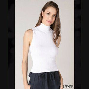 Sexy NEW White Ribbed and Seamless Turtleneck